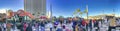 NEW ORLEANS, LA - FEBRUARY 2016: Tourists along the city square on a sunny winter day - Panoramic view Royalty Free Stock Photo