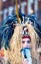 New Orleans, LA - February 9, 2016: Woman masked for Mardis Gras carnival parade