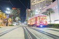 NEW ORLEANS, LA - JANUARY 2016: New Orleans Streetcar at night.