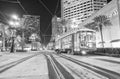 NEW ORLEANS, LA - JANUARY 2016: New Orleans Streetcar at night.