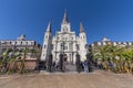 New Orleans, LA/USA - circa February 2016: St. Louis Cathedral and Jackson Square in French Quarter, New Orleans, Louisiana Royalty Free Stock Photo