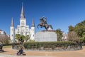 New Orleans, LA/USA - circa February 2016: St. Louis Cathedral, Jackson Square and Monument in French Quarter, New Orleans, Louis Royalty Free Stock Photo