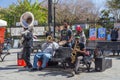 New Orleans, LA/USA - circa February 2016: Young band of musicians perform at Jackson Square, French Quarter, New Orleans, Louisi Royalty Free Stock Photo