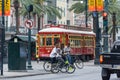 New Orleans, LA/USA - circa March 2009: African-American kids crossing Canal Street riding bicycles in New Orleans, Louisiana