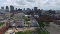 NEW ORLEANS, LOUISIANA - APRIL 11, 2016: Flying over the New Orleans, Louisiana. Cityscape. Saint Louis Cemetery. Sightseeing obje