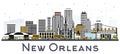 New Orleans Louisiana City Skyline with Gray Buildings Isolated