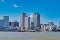 New Orleans, Louisiana - February 11, 2016: City skyline from Mississippi River on a sunny winter day