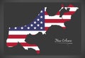 New Orleans Louisiana map with American national flag illustration Royalty Free Stock Photo