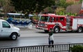 Fire truck on the street in New Orleans. Cityscape Royalty Free Stock Photo