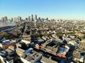 New Orleans, Louisiana, U.S.A - February 7, 2020 - The aerial view of the buildings on French Quarter and distance view of Royalty Free Stock Photo