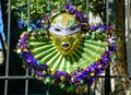 New Orleans, Louisiana, U.S.A - February 8, 2020 - A colorful Mardi Gras outdoor decoration