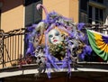 New Orleans, Louisiana, U.S.A - February 8, 2020 - A colorful Mardi Gras outdoor decoration