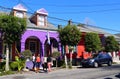 New Orleans, Louisiana, U.S.A - February 7, 2020 - Colorful residential home on French Quarter by Burgundy Street