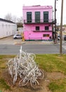 New Orleans, Louisiana, U.S.A - February 4, 2020 - Ghost Bike Memorial near Esplanade Avenue