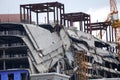 New Orleans, Louisiana, U.S.A - February 4, 2020 - The remnants of Hard Rock Cafe after the the collapse