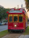 New Orleans, Louisiana, United States. December 2019. Tramway in downtown New Orleans on Canal Street