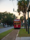 New Orleans, Louisiana, United States. December 2019. Tramway in downtown New Orleans on Canal Street