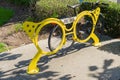 Eyeglass Shaped Bike Rack with Bicycle