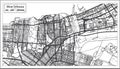 New Orleans Louisiana USA City Map in Retro Style. Outline Map. Royalty Free Stock Photo