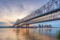 New Orleans, Louisiana, USA at Crescent City Connection Bridge over the Mississippi River Royalty Free Stock Photo