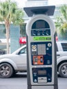 New Orleans, Louisiana, USA. December 2019. Parking machine for cars in the downtown of New Orleans