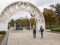 New Orleans, Louisiana, USA. December 2019. People walking to the entrance of Louis Armstrong Park in New Orleans. Louis Armstrong Royalty Free Stock Photo