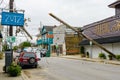 Hurricane Damaged Utility Lines with Fallen Transformers