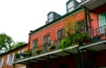 Famous Bourbon Street, New Orleans, Louisiana. Old mansions in the French Quarter of New Orleans Royalty Free Stock Photo