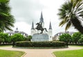 Saint louis cathedral and Jackson Square, a historical and tourist attraction of New Orleans. Louisiana, United States Royalty Free Stock Photo