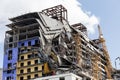 New Orleans, Louisiana. USA - May 25, 2020: Crumbling hotel under construction