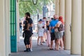 Tourists in line outside of Cafe Du Monde for takeout Royalty Free Stock Photo