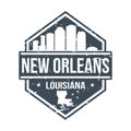 New Orleans Louisiana USA Travel Stamp Icon Skyline City Design.
