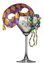 New Orleans Mardi Gras Martini Glass Royalty Free Stock Photo