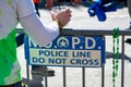 New Orleans Police Department - Police Line Do Not Cross sign for Mardi Gras event