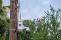 New Orleans Police Department`s crime camera on utility pole Royalty Free Stock Photo