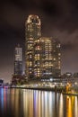 New Orleans residenital tower reflected in the river Maas, Rotterdam