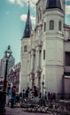 New Orleans Saint Louis Cathedral French Quarter Street Jazz Performers Royalty Free Stock Photo