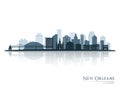 New Orleans skyline silhouette with reflection.