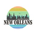 New Orleans Skyline Stamp Silhouette vector t-shirt logo design