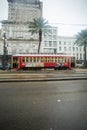 New Orleans Trolley in Rainy Streets