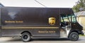 UPS United Parcel Service van parked at roadside Royalty Free Stock Photo