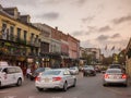 New Orleans, USA. December 2019. Traffic and people on Decatur street in New Orleans