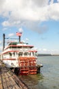 Steamboat city of new orleans at the pier at Mississippi River. The steamboat is still in Operation for touristic events Royalty Free Stock Photo