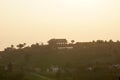 A new pagodaat under sunset and beatyful light, rays through windows in DucTrong- LamDong- VietNam