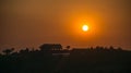 A new pagodaat under sunset and beatyful light, rays through windows in DucTrong- LamDong- VietNam Royalty Free Stock Photo