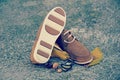 new pair of  a brown men shoes Royalty Free Stock Photo