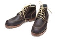 New pair of dark brown color full grain nubuck leather boots wit