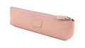 New pale pink leather pencil case isolated on white Royalty Free Stock Photo