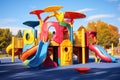 new park playground equipment, clean and colorful Royalty Free Stock Photo