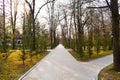 New pathway and beautiful trees track for running or walking and cycling relax in the park on green grass field in the city park Royalty Free Stock Photo